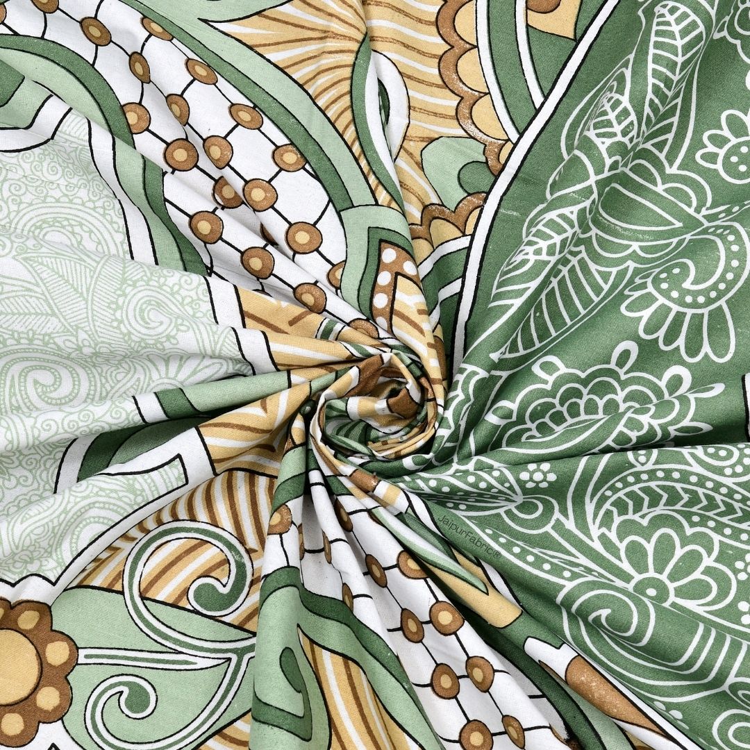 Cosmic Kolam Mint Green Double Bedsheet