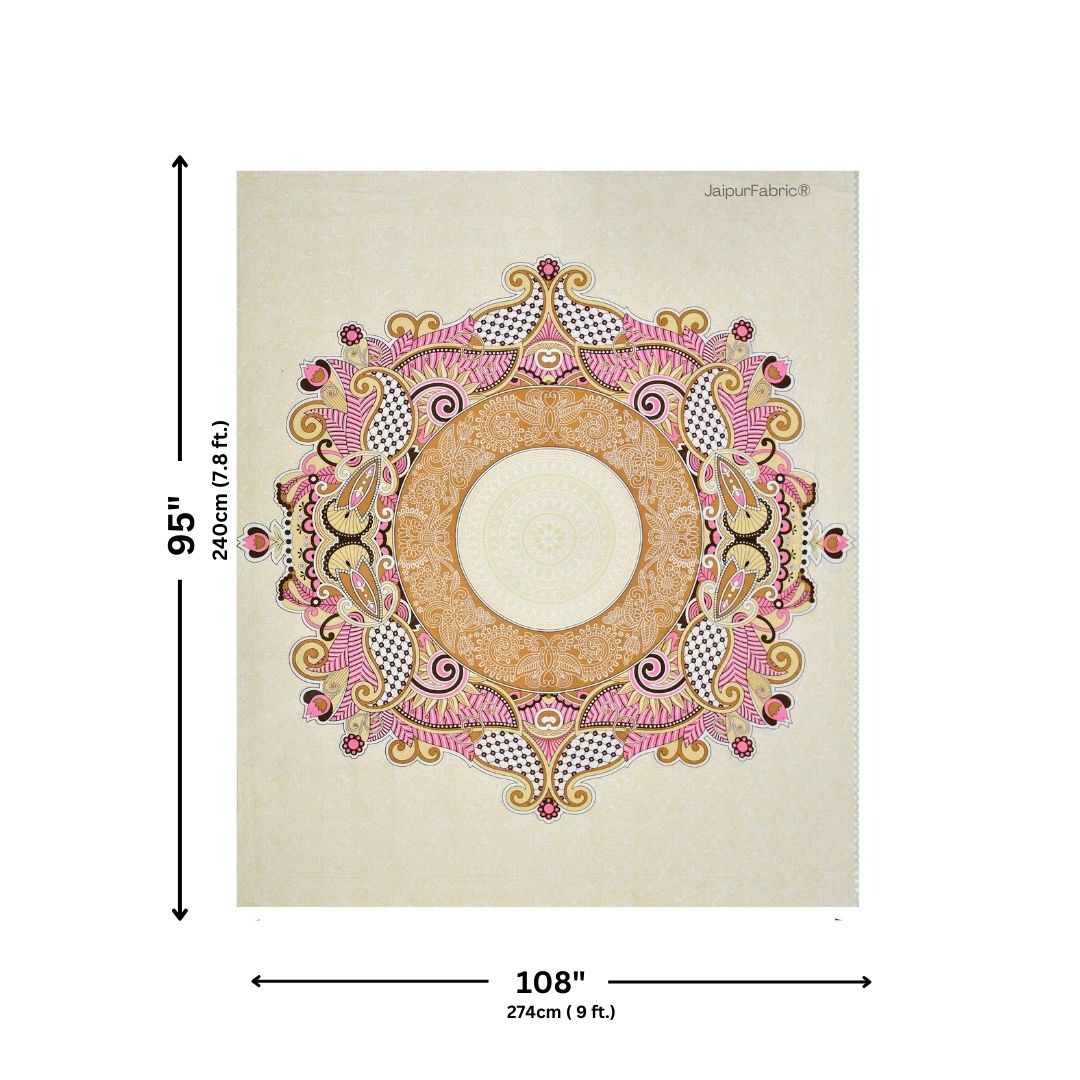 Cosmic Kolam Amber Brown Double Bedsheet