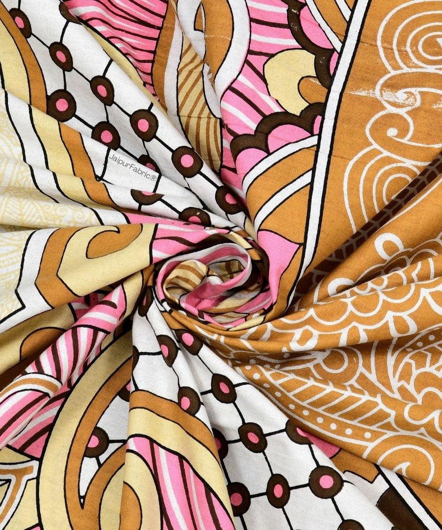 Cosmic Kolam Amber Brown Double Bedsheet