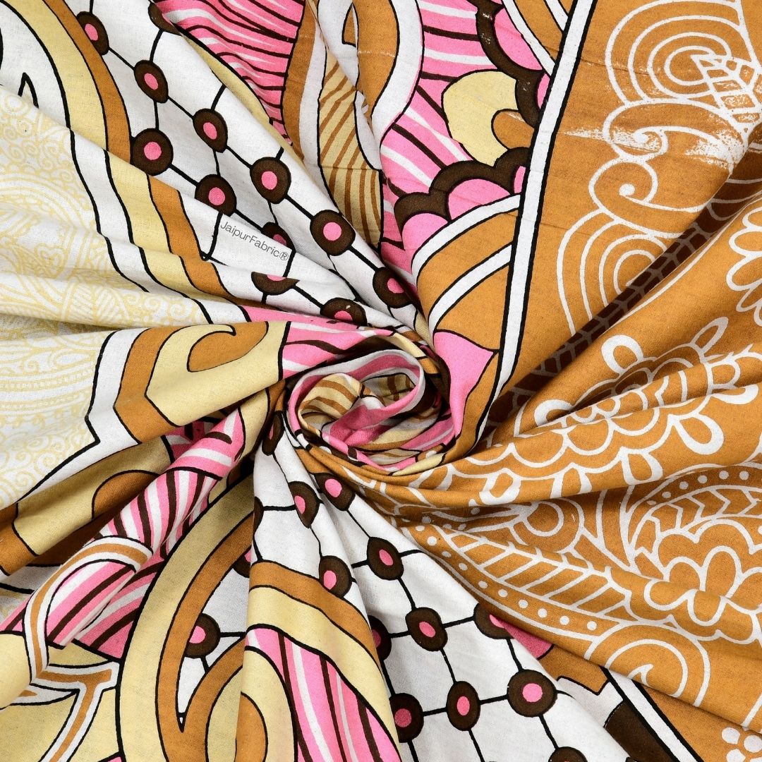 Cosmic Kolam Amber Brown Double Bedsheet