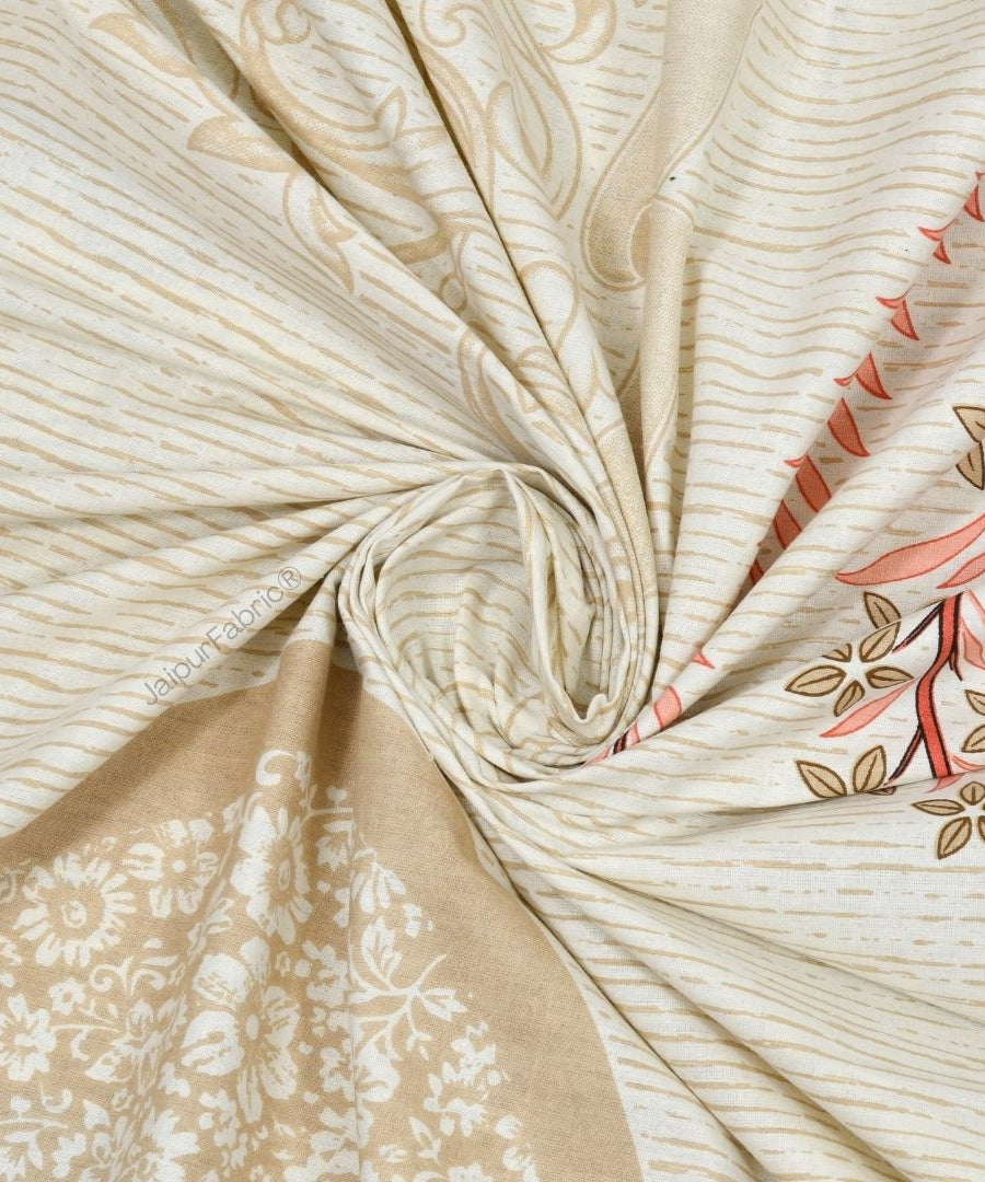 Classic Peacock Bliss Pure Cotton Rose Gold Double Bedsheet