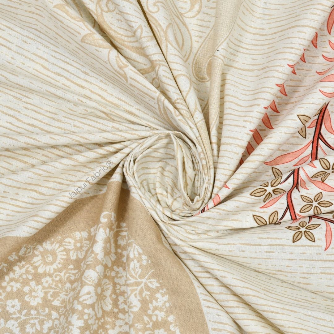 Classic Peacock Bliss Pure Cotton Rose Gold Double Bedsheet