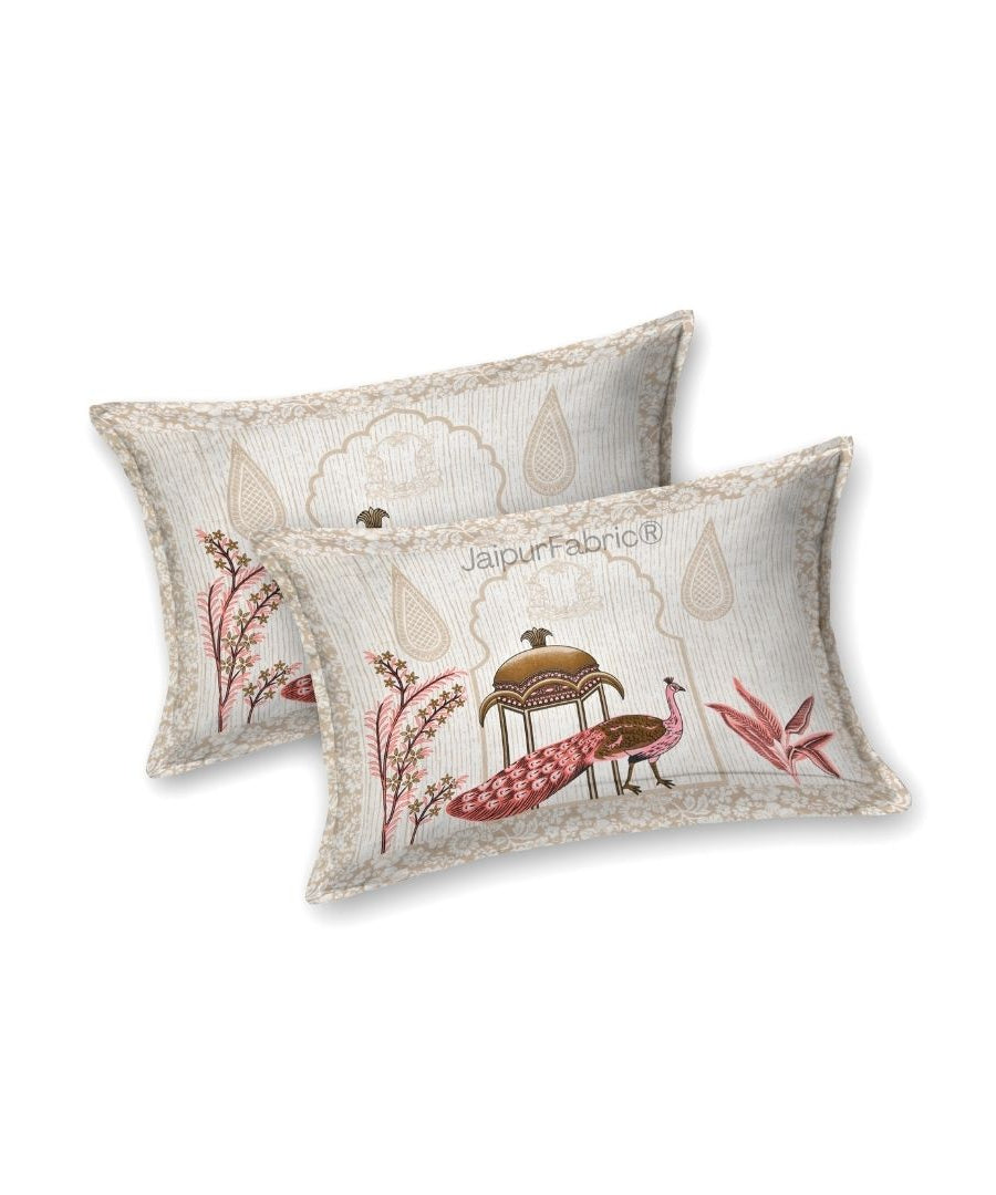 Classic Peacock Bliss Pure Cotton Rose Gold Double Bedsheet