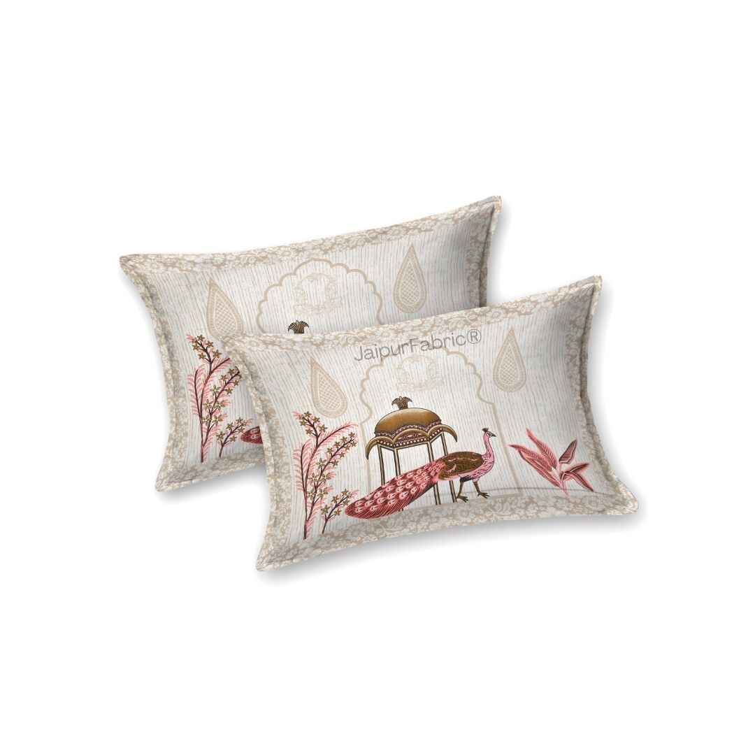 Classic Peacock Bliss Pure Cotton Rose Gold Double Bedsheet