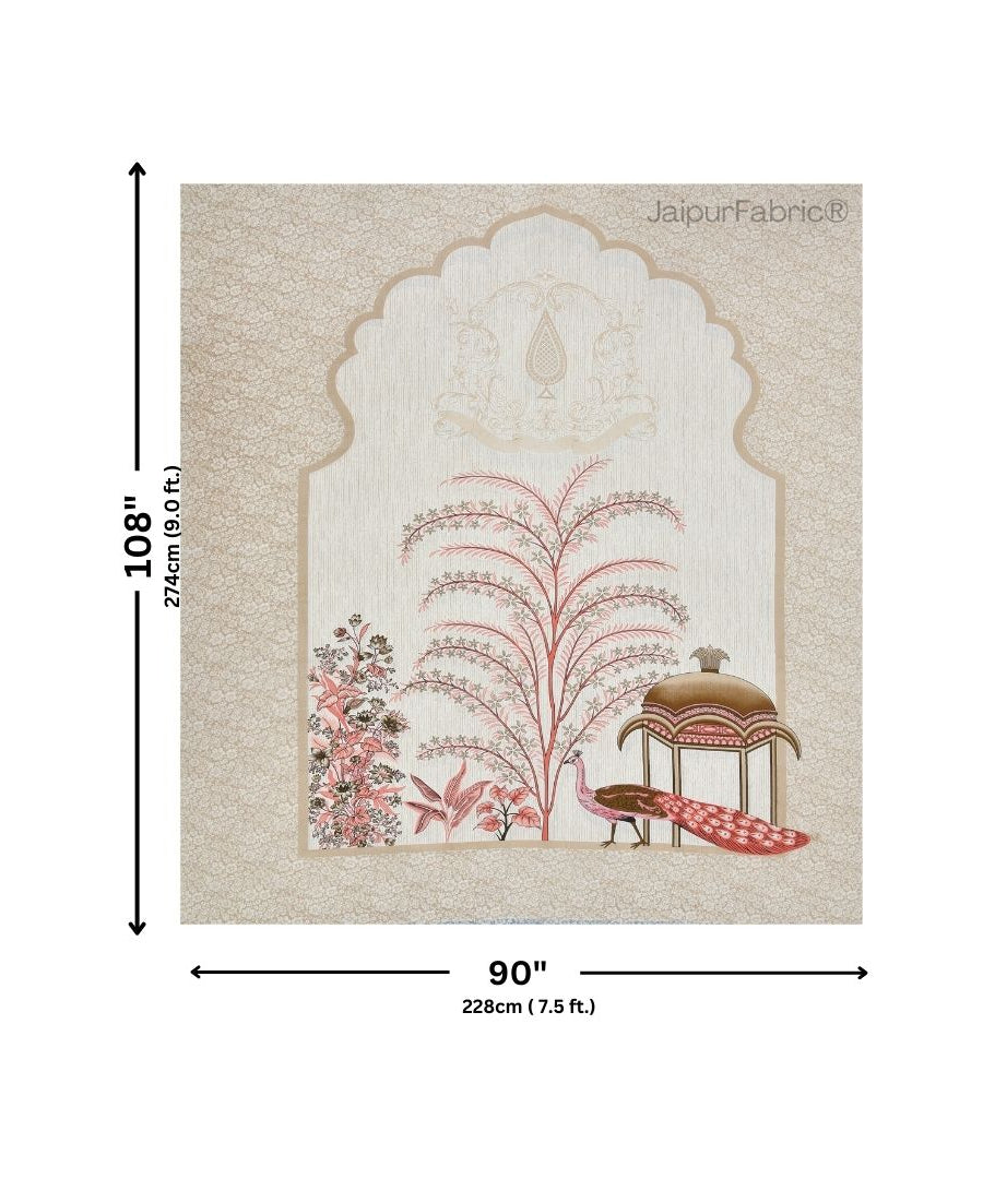 Classic Peacock Bliss Pure Cotton Rose Gold Double Bedsheet