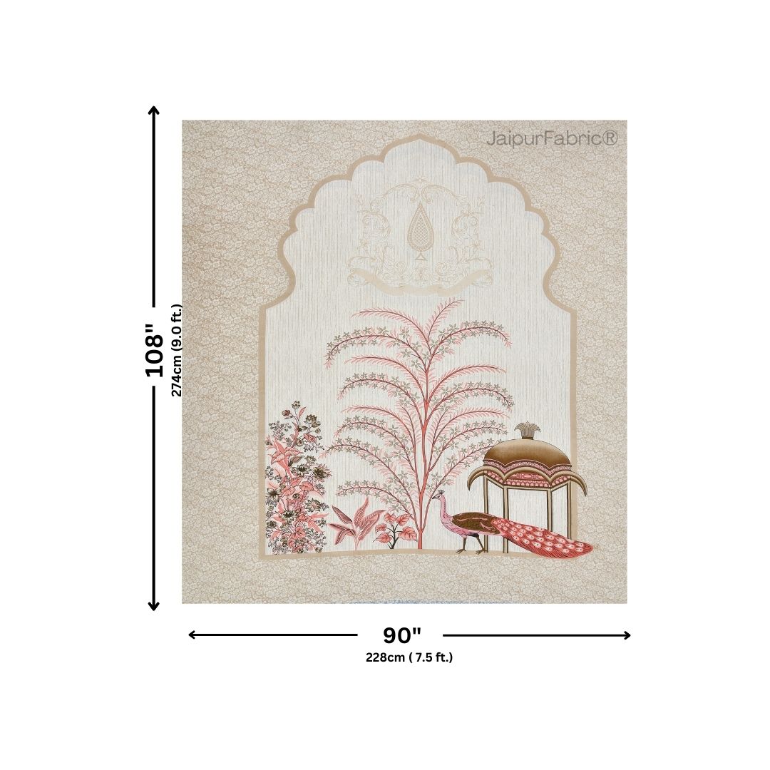 Classic Peacock Bliss Pure Cotton Rose Gold Double Bedsheet