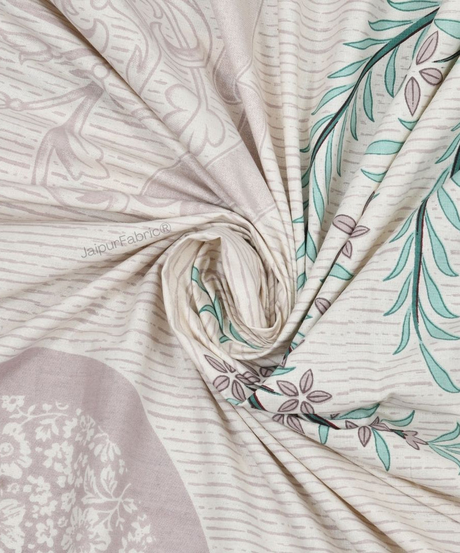 Classic Peacock Bliss Pure Cotton Mint Blush Double Bedsheet