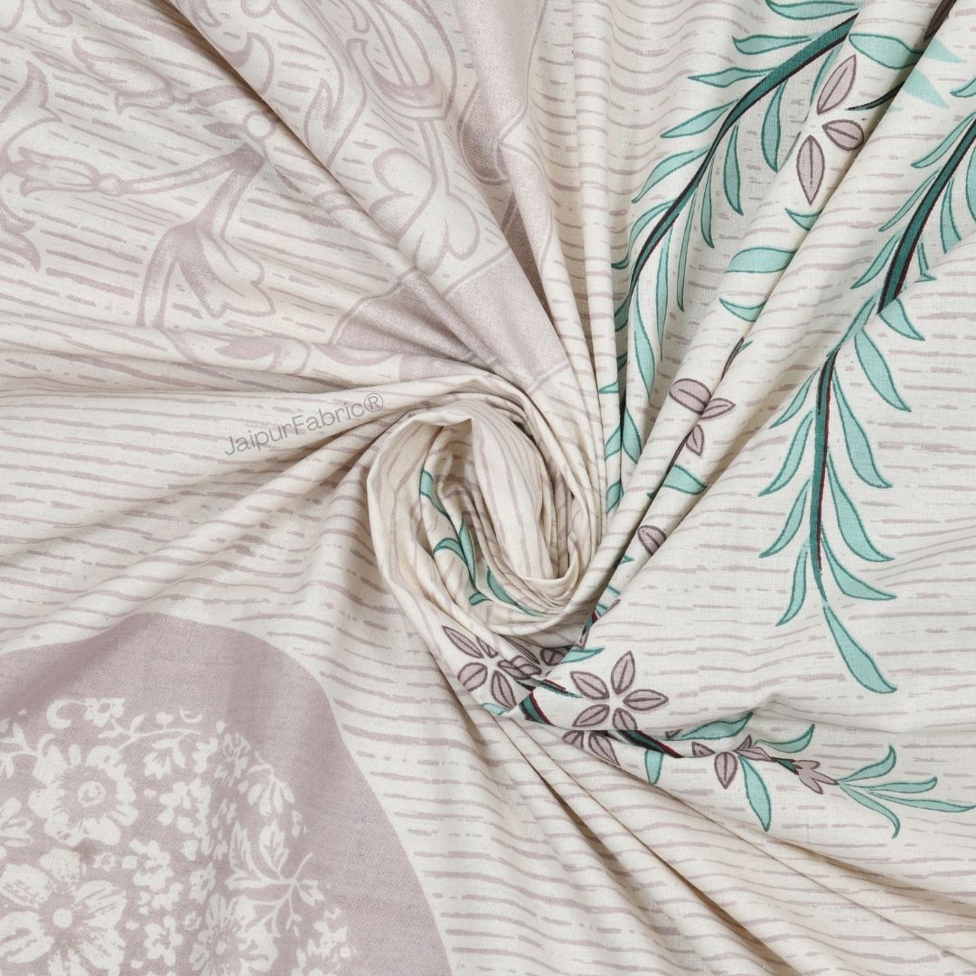 Classic Peacock Bliss Pure Cotton Mint Blush Double Bedsheet