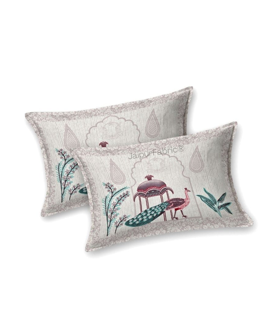 Classic Peacock Bliss Pure Cotton Mint Blush Double Bedsheet