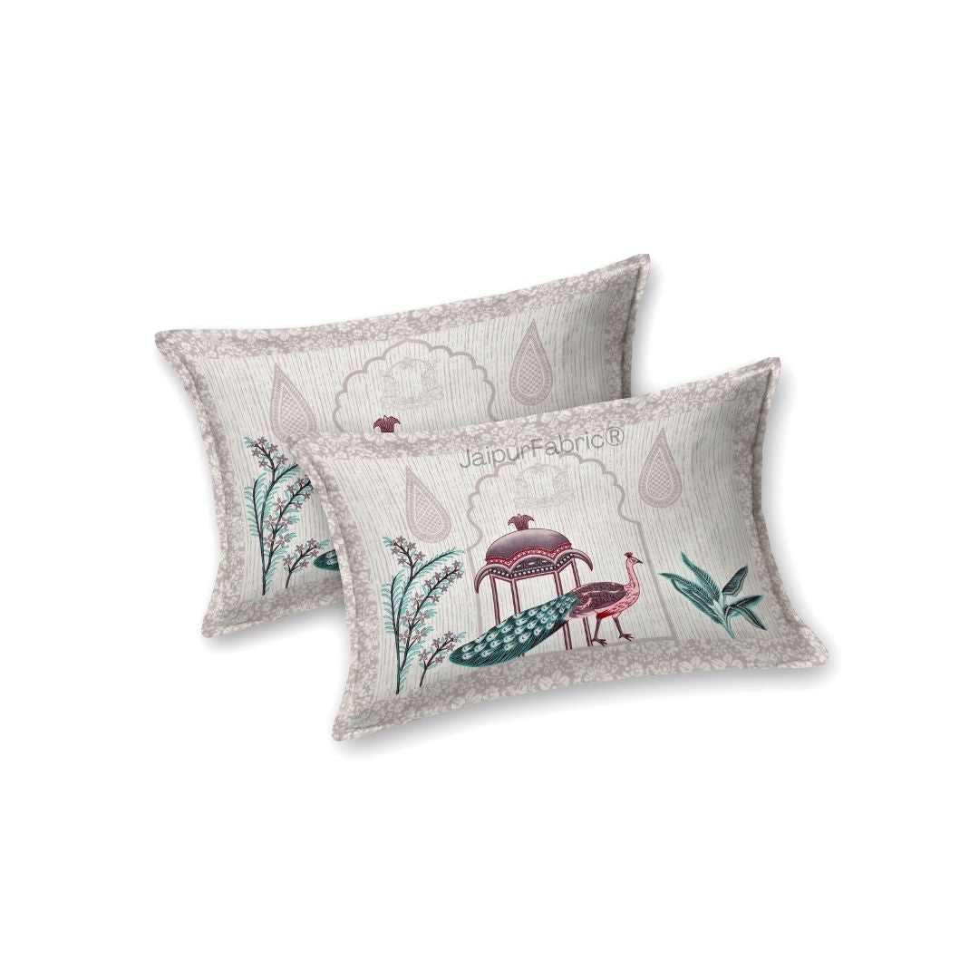 Classic Peacock Bliss Pure Cotton Mint Blush Double Bedsheet