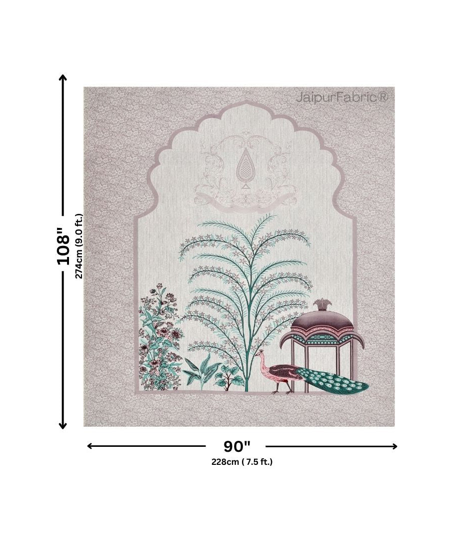 Classic Peacock Bliss Pure Cotton Mint Blush Double Bedsheet