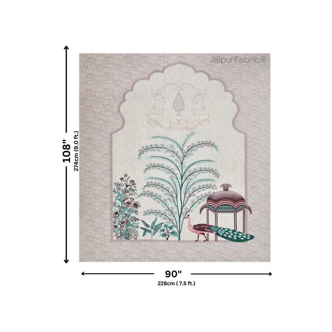 Classic Peacock Bliss Pure Cotton Mint Blush Double Bedsheet