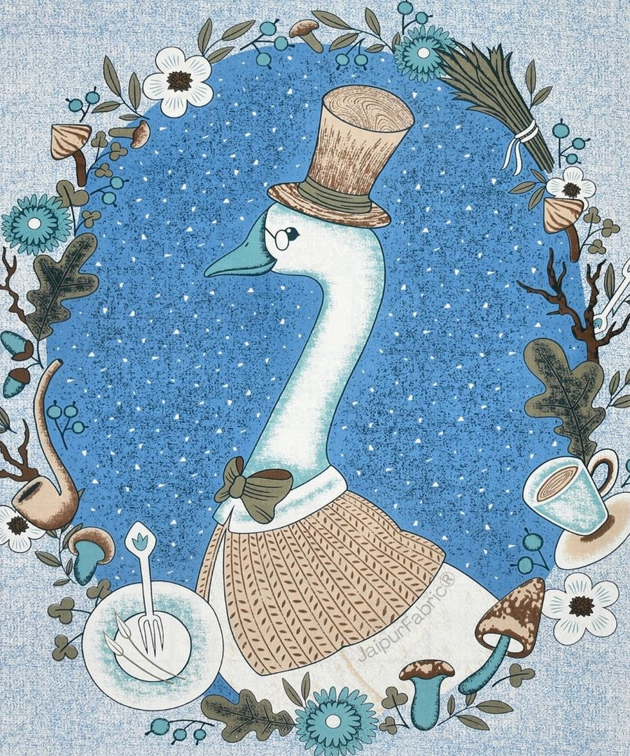 Charming Goose Blue Pure Cotton Double Bedsheet