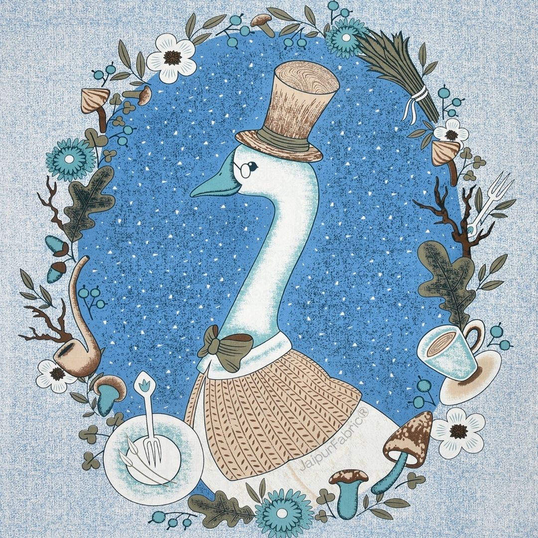 Charming Goose Blue Pure Cotton Double Bedsheet