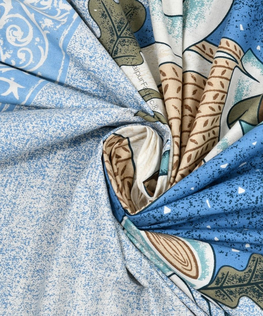 Charming Goose Blue Pure Cotton Double Bedsheet