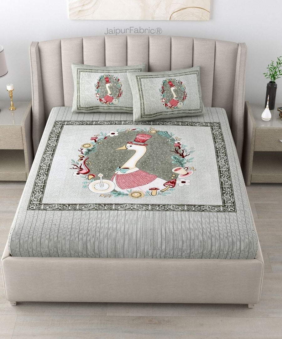 Charming Goose Green Pure Cotton Double Bedsheet
