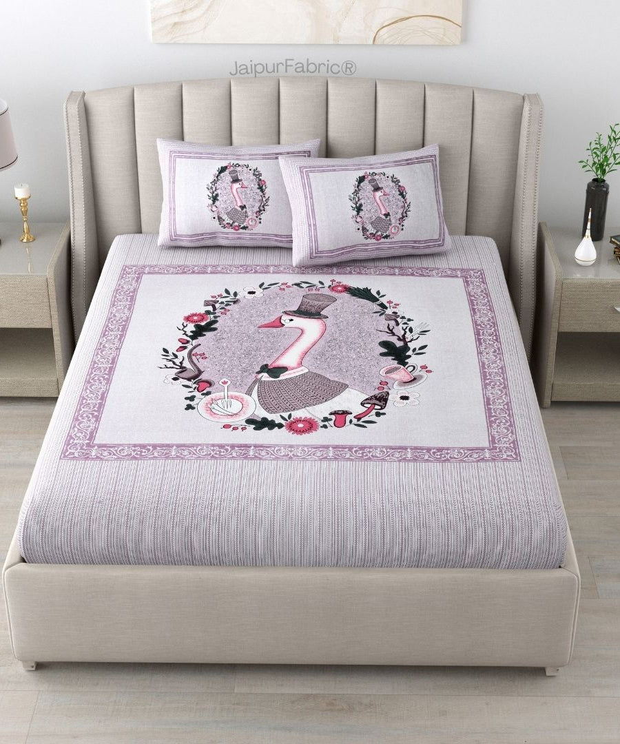 Charming Goose Purple Pure Cotton Double Bedsheet
