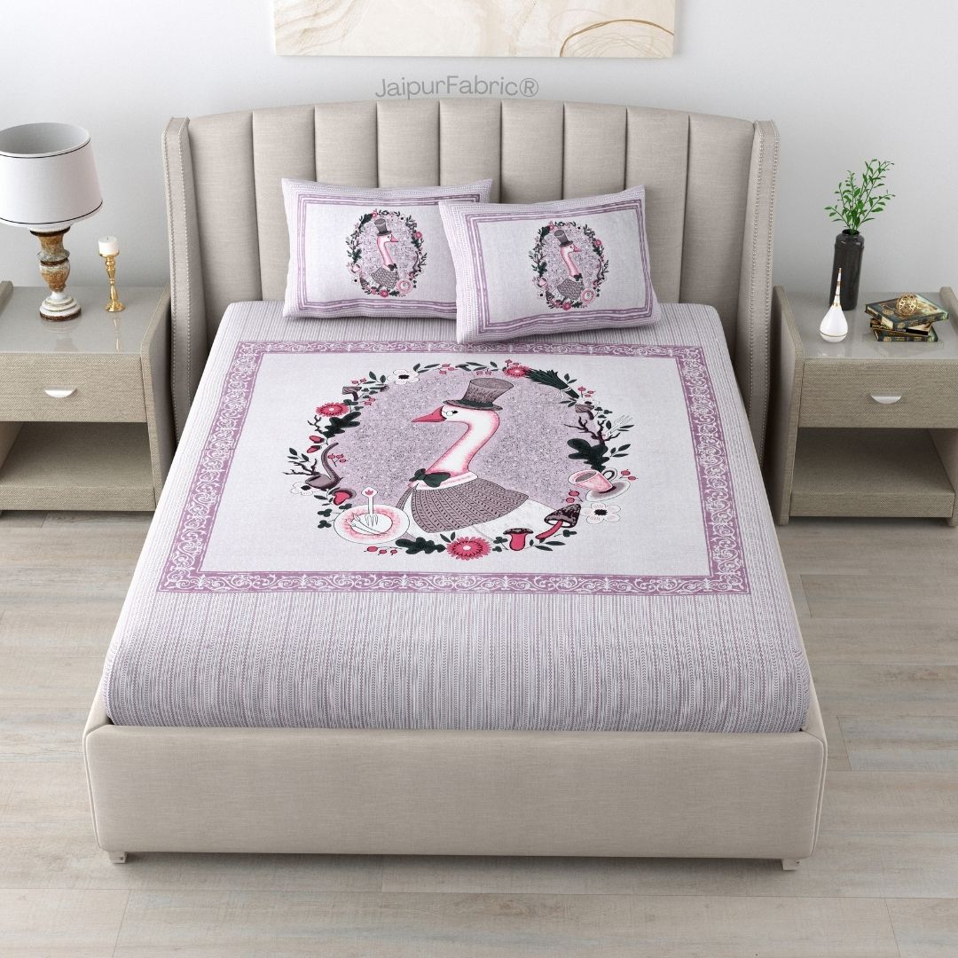 Charming Goose Purple Pure Cotton Double Bedsheet