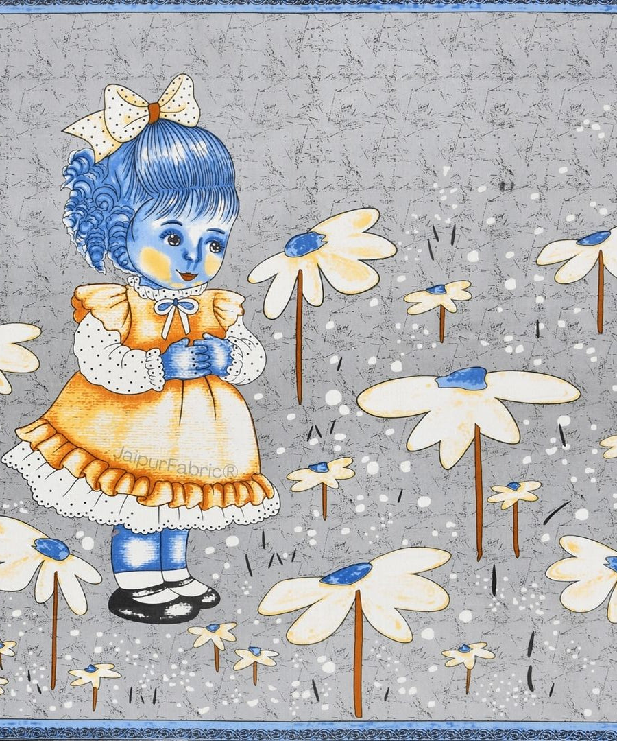 Delicate Daisy Gray Pure Cotton Double Bedsheet