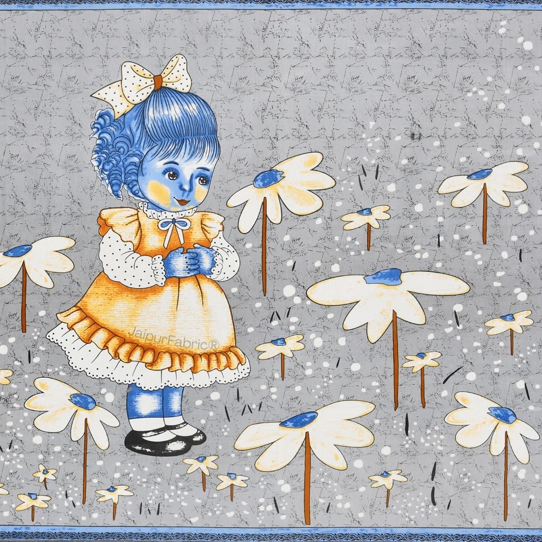 Delicate Daisy Gray Pure Cotton Double Bedsheet