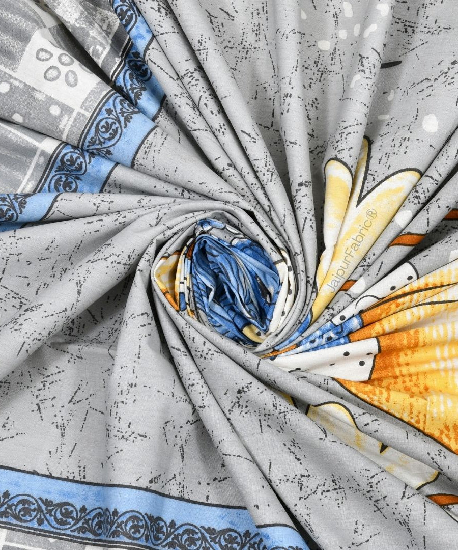 Delicate Daisy Gray Pure Cotton Double Bedsheet