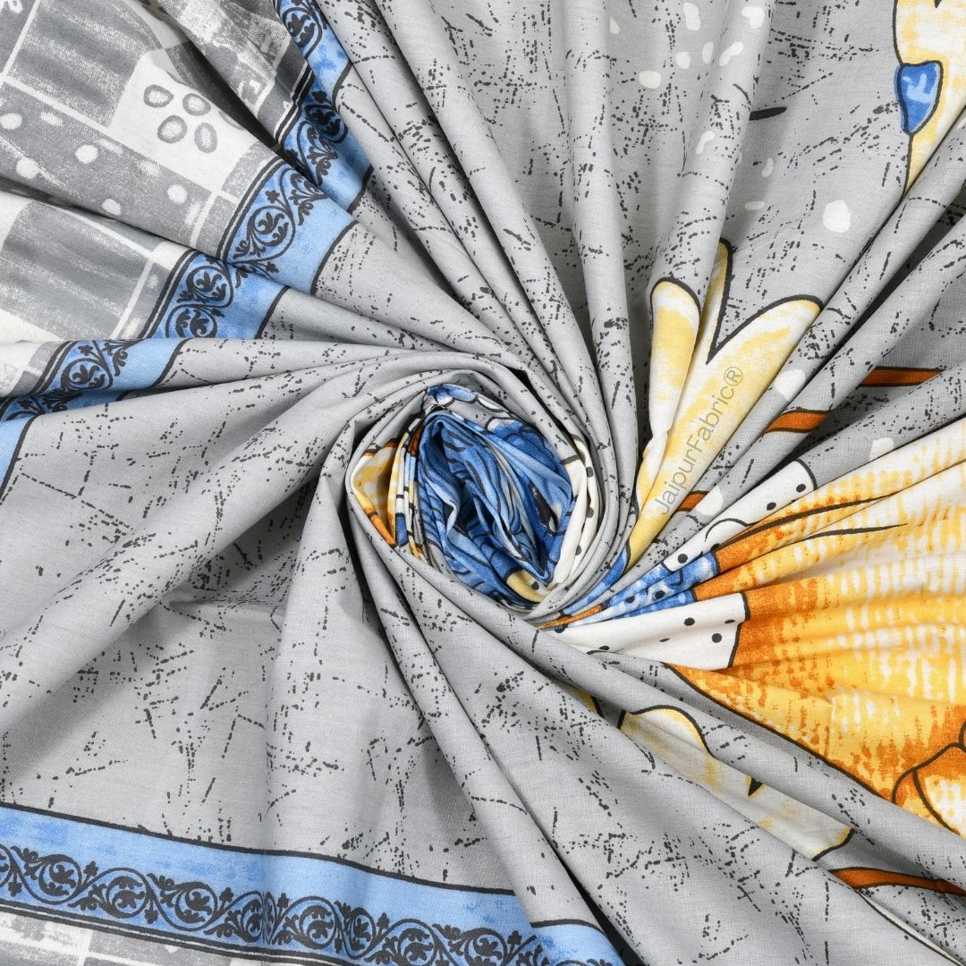 Delicate Daisy Gray Pure Cotton Double Bedsheet