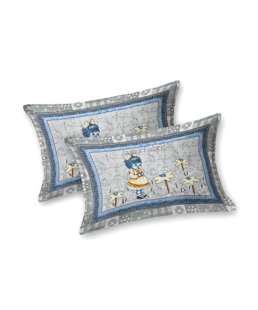 Delicate Daisy Gray Pure Cotton Double Bedsheet