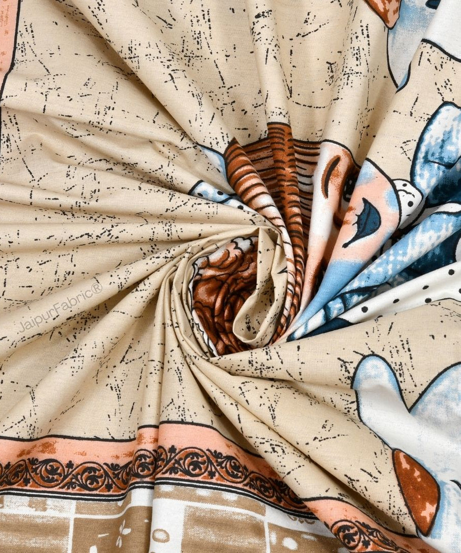 Delicate Daisy Beige Pure Cotton Double Bedsheet