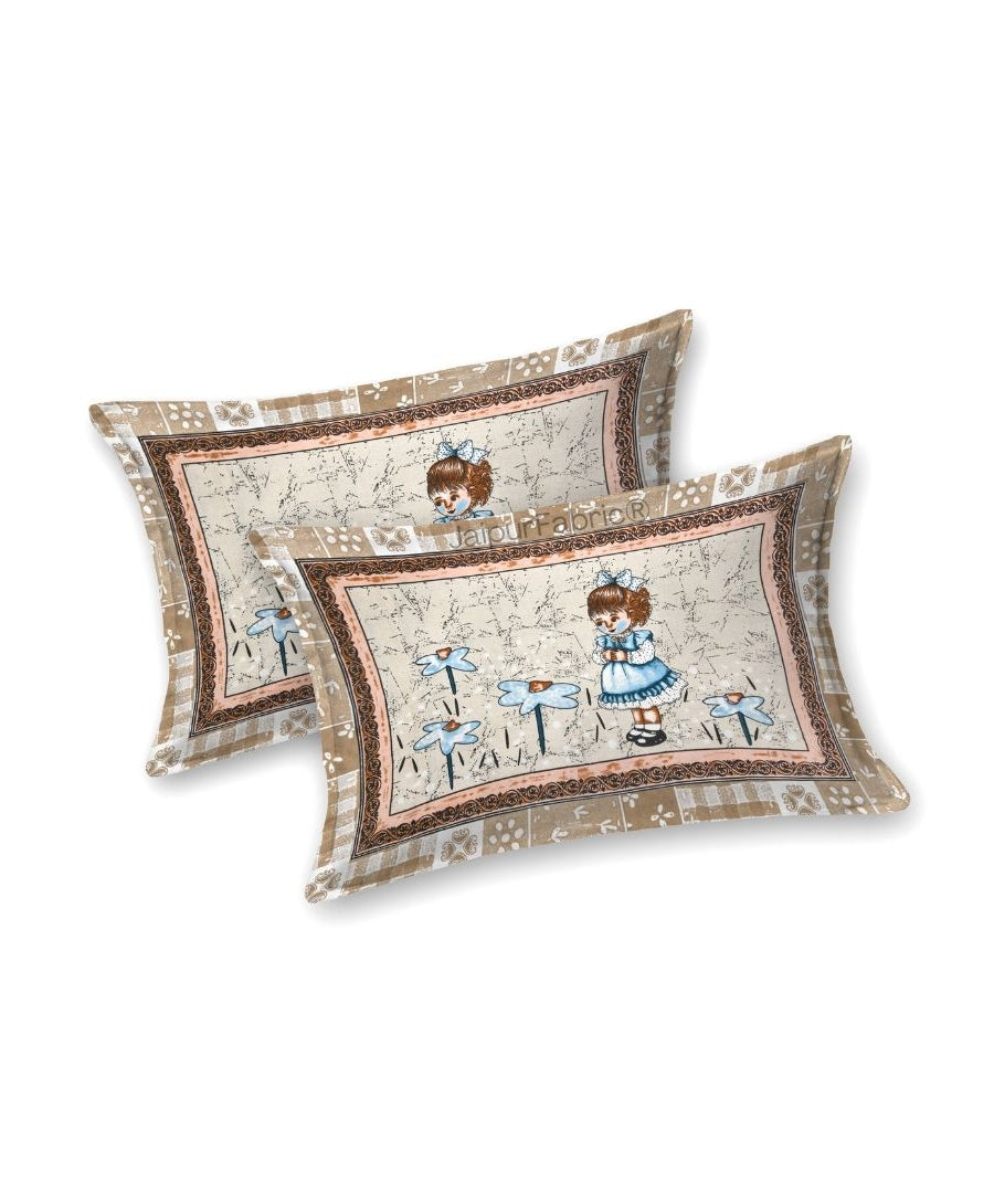 Delicate Daisy Beige Pure Cotton Double Bedsheet