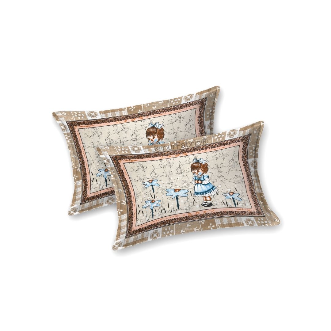 Delicate Daisy Beige Pure Cotton Double Bedsheet