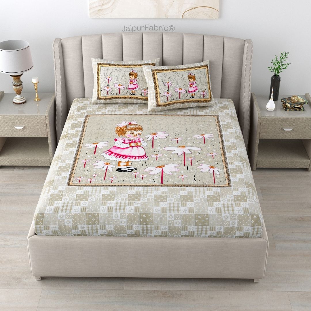 Delicate Daisy Pink Pure Cotton Double Bedsheet