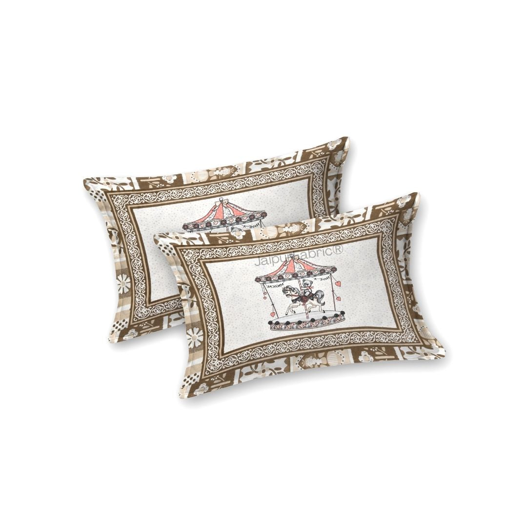 Magical Merry-go-round Pure Cotton Brown Double Bedsheet