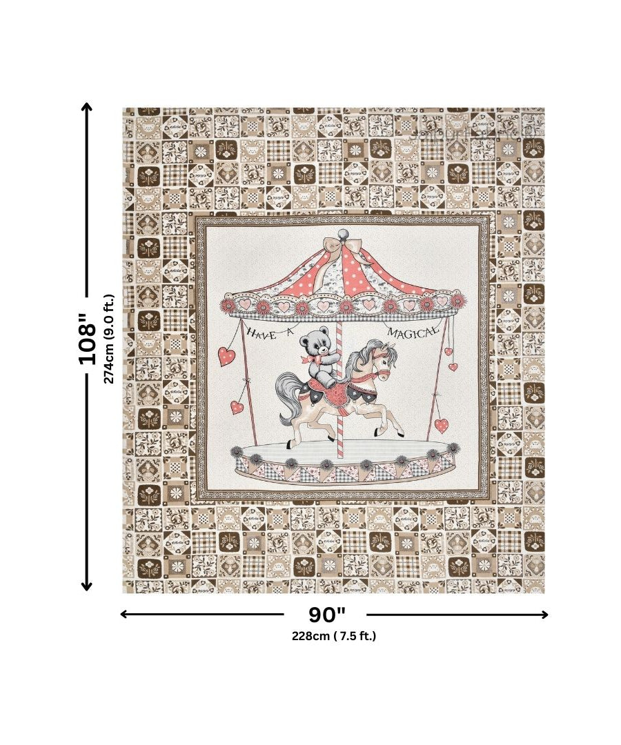 Magical Merry-go-round Pure Cotton Brown Double Bedsheet
