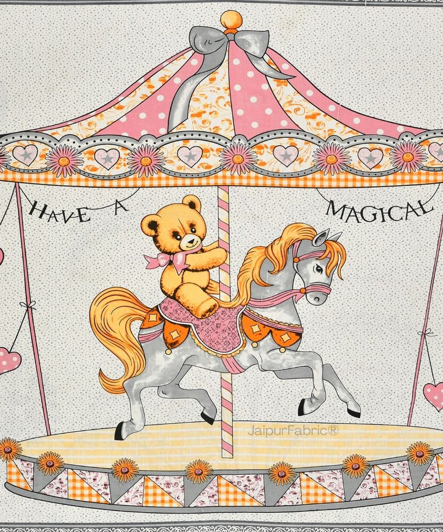 Magical Merry-go-round Pure Cotton Gray Double Bedsheet