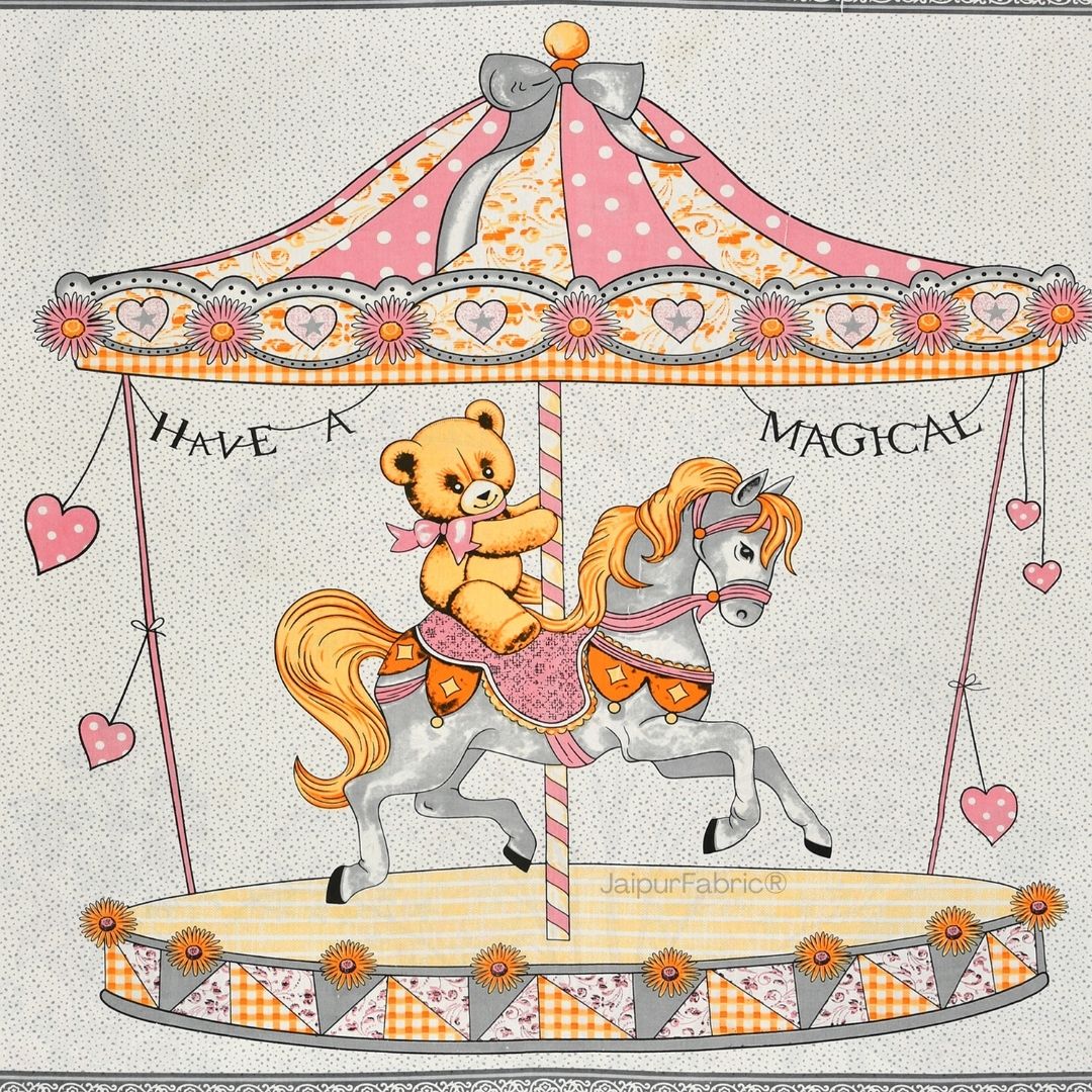 Magical Merry-go-round Pure Cotton Gray Double Bedsheet