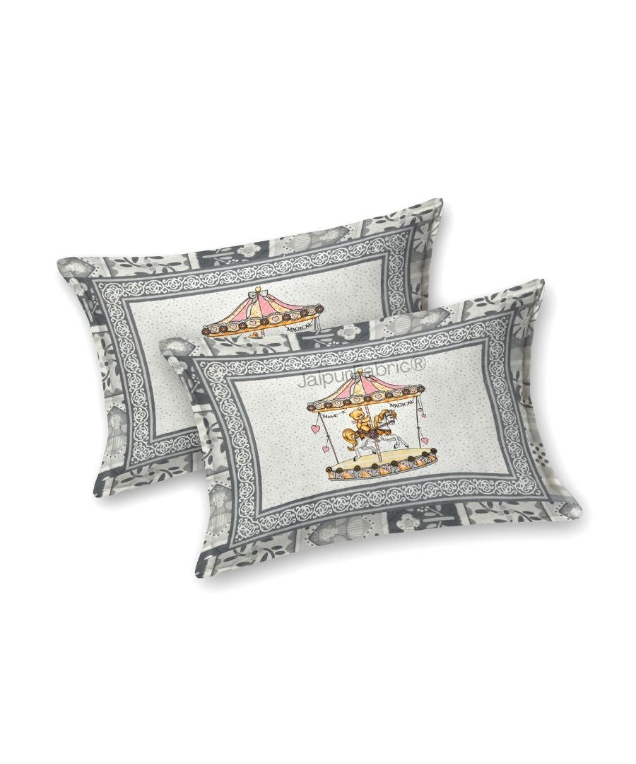 Magical Merry-go-round Pure Cotton Gray Double Bedsheet