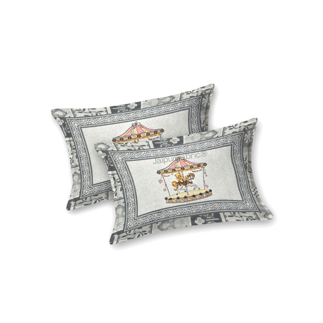Magical Merry-go-round Pure Cotton Gray Double Bedsheet