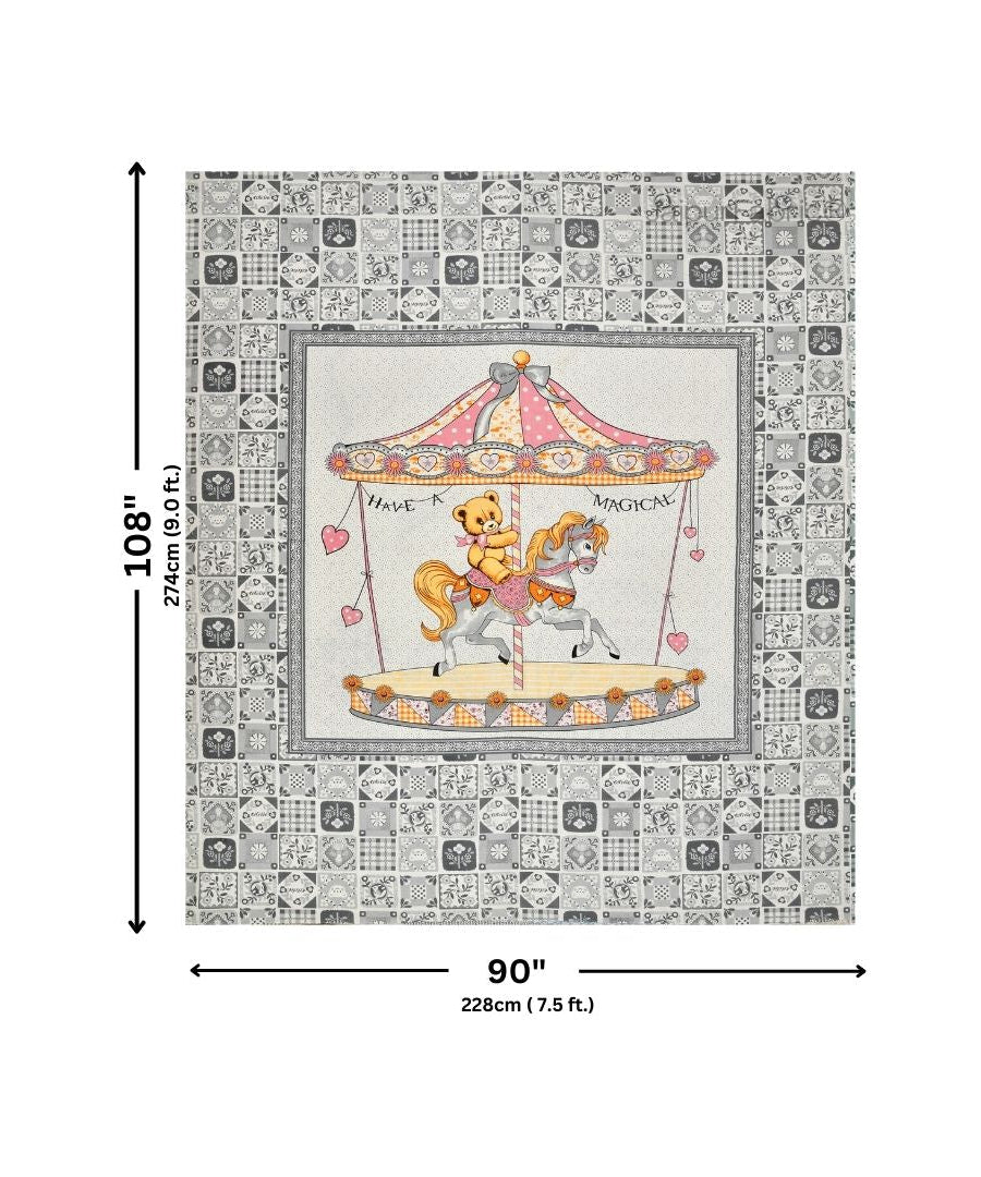 Magical Merry-go-round Pure Cotton Gray Double Bedsheet