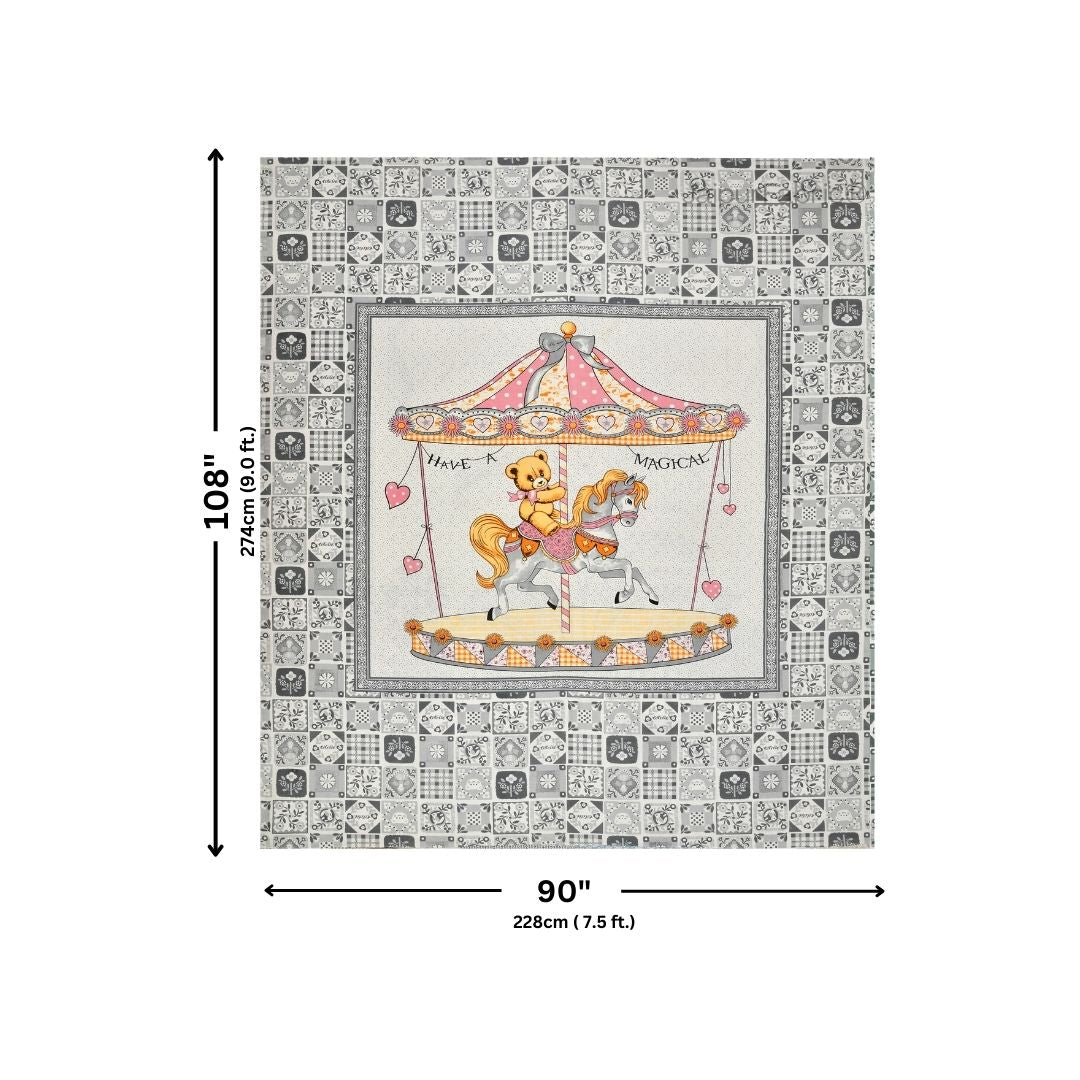 Magical Merry-go-round Pure Cotton Gray Double Bedsheet