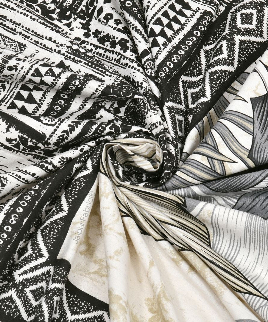 Tropical Bliss Black Pure Cotton Double Bedsheet