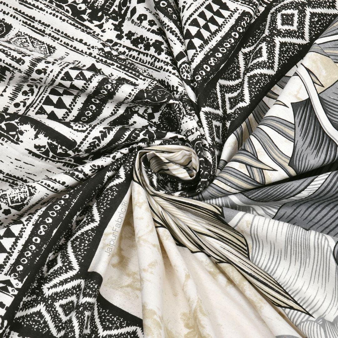 Tropical Bliss Black Pure Cotton Double Bedsheet
