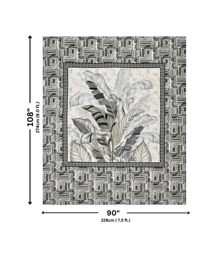 Tropical Bliss Black Pure Cotton Double Bedsheet