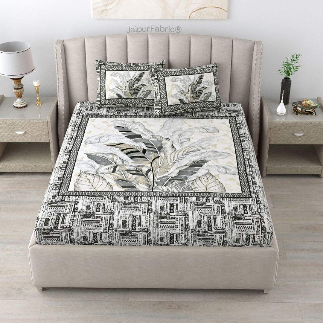 Tropical Bliss Black Pure Cotton Double Bedsheet