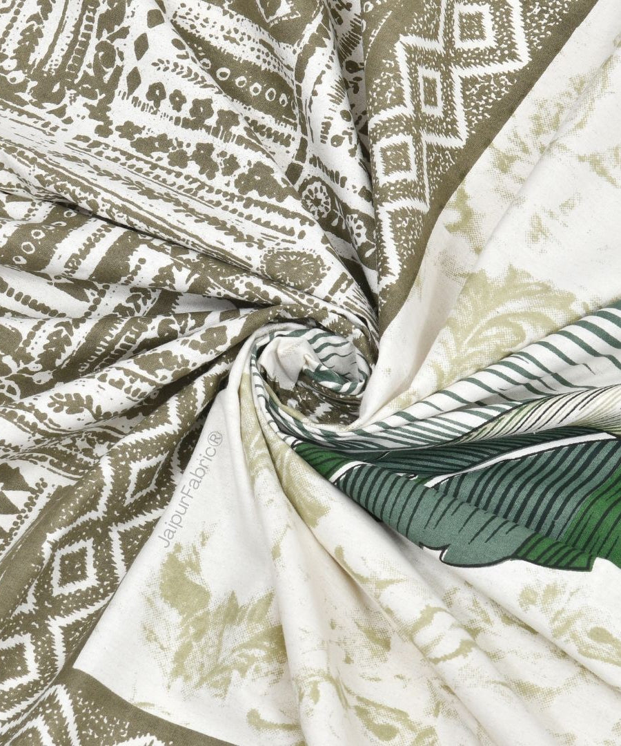 Tropical Bliss Green Pure Cotton Double Bedsheet