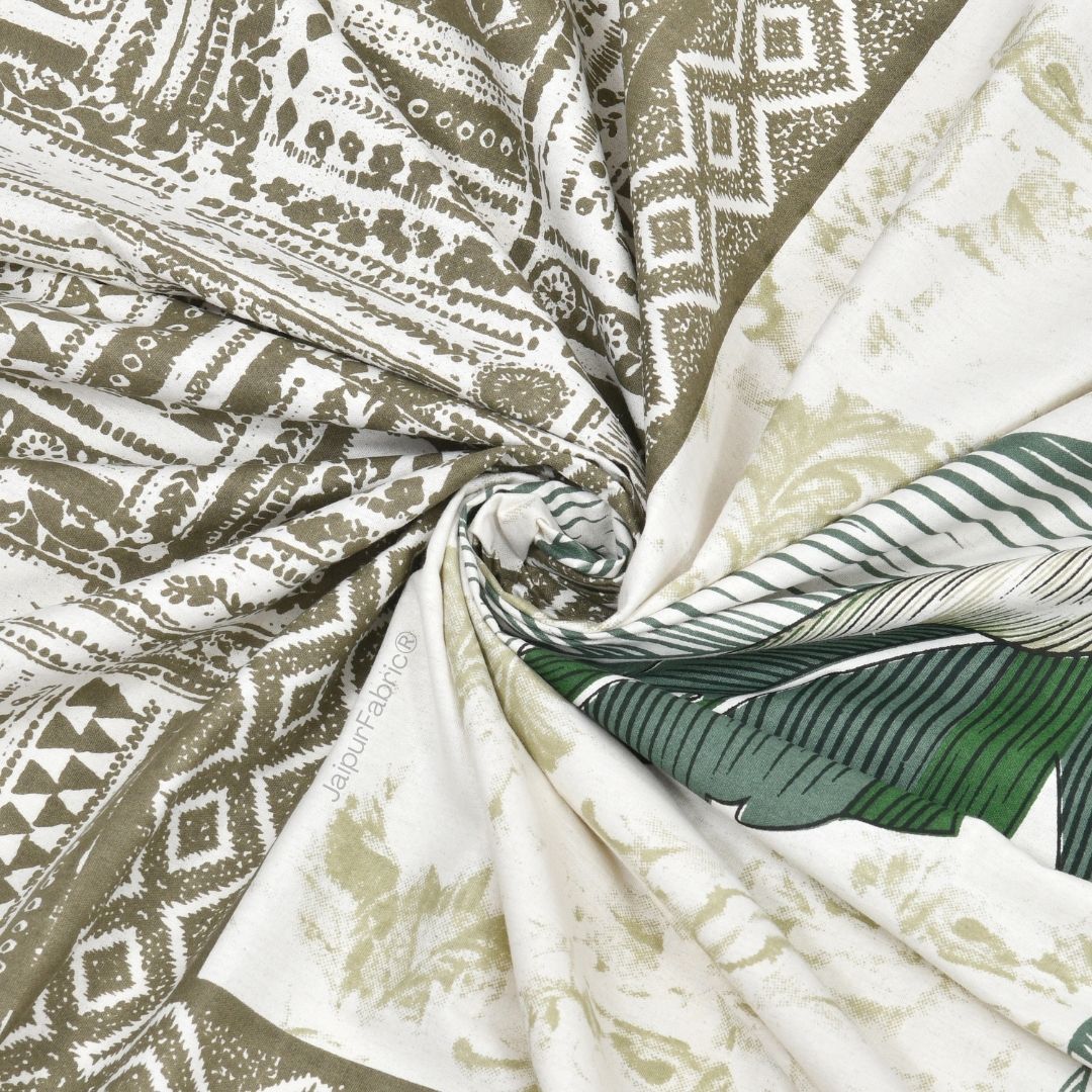 Tropical Bliss Green Pure Cotton Double Bedsheet