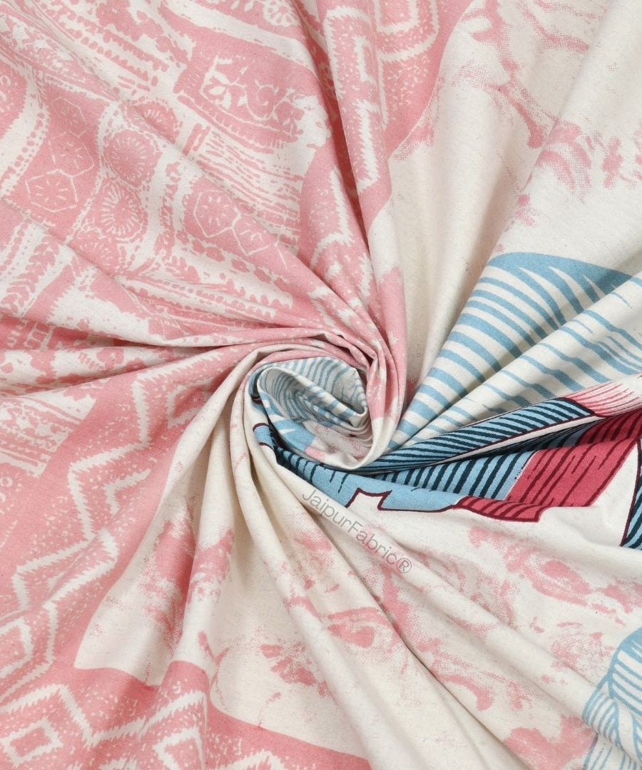 Tropical Bliss Pink Pure Cotton Double Bedsheet