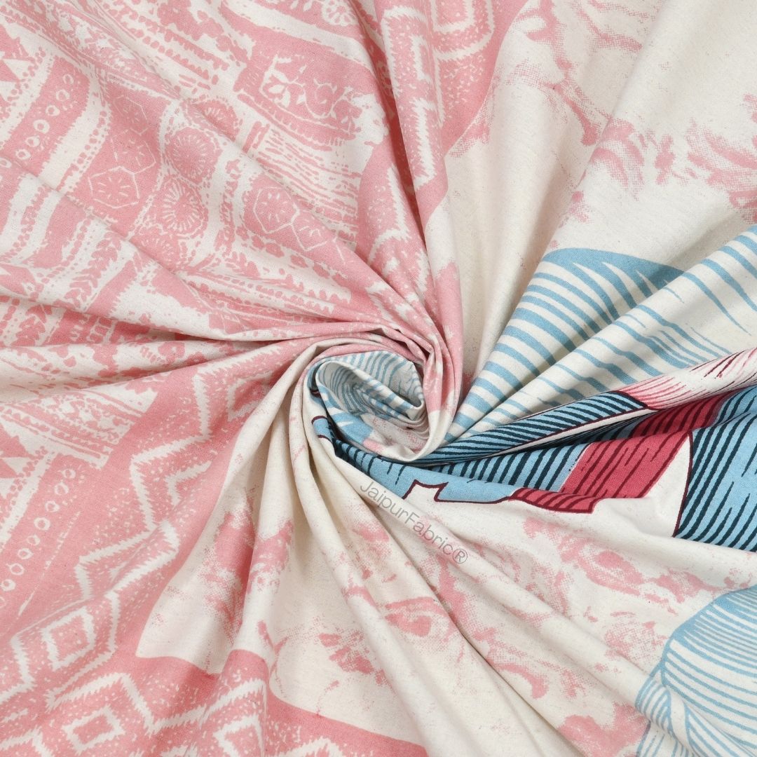 Tropical Bliss Pink Pure Cotton Double Bedsheet