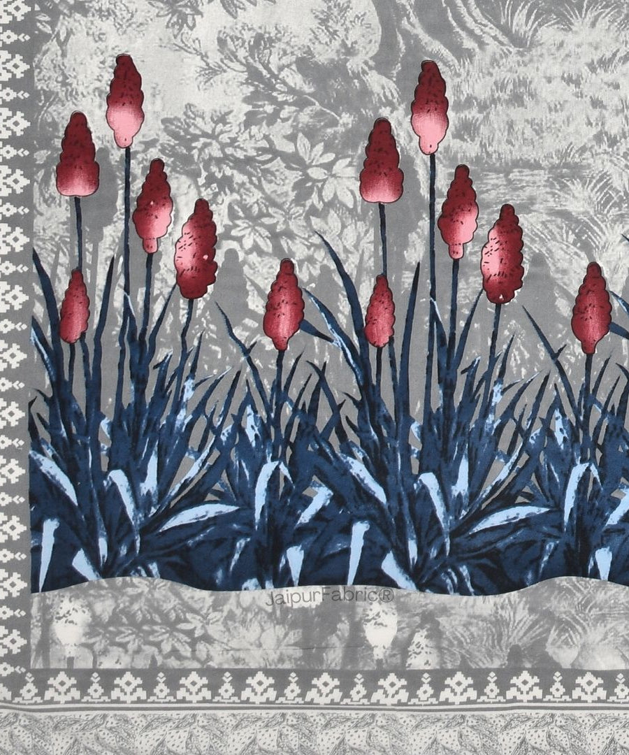 Blossom Sunset Gray Pure Cotton Double Bedsheet