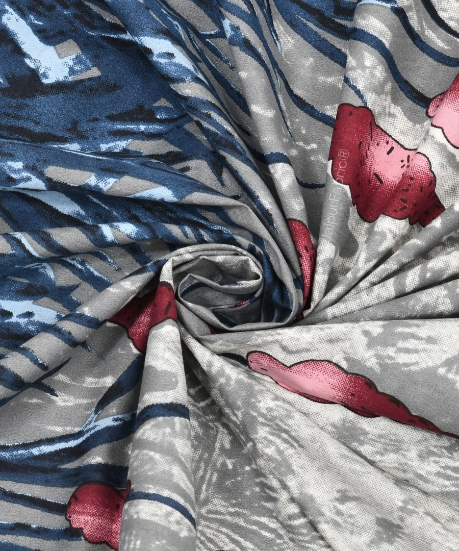 Blossom Sunset Gray Pure Cotton Double Bedsheet