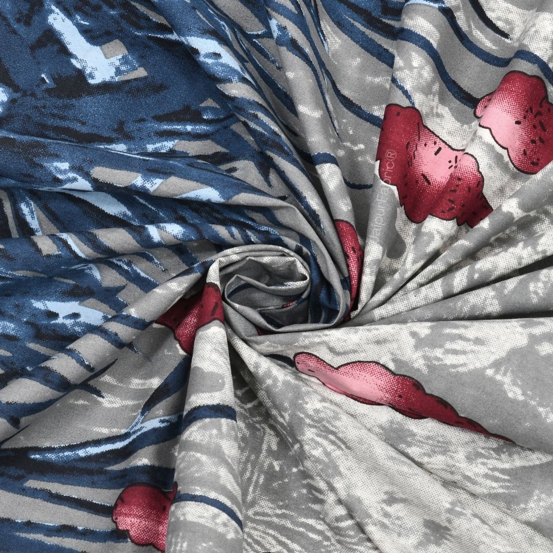 Blossom Sunset Gray Pure Cotton Double Bedsheet